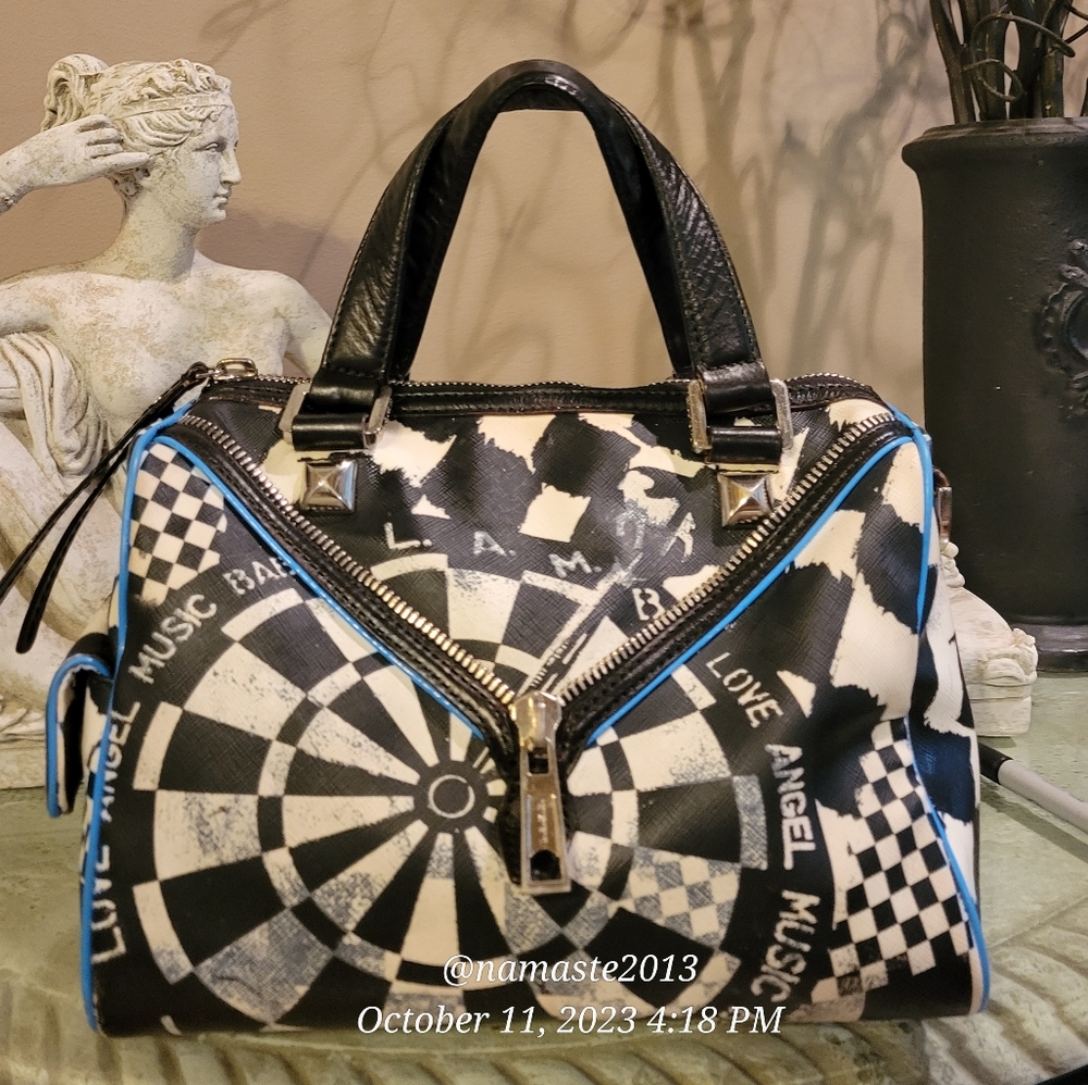 L.A.M.B. by Gwen Stefani Bristol Dartboard Satchel Luxury Designer Bag #582